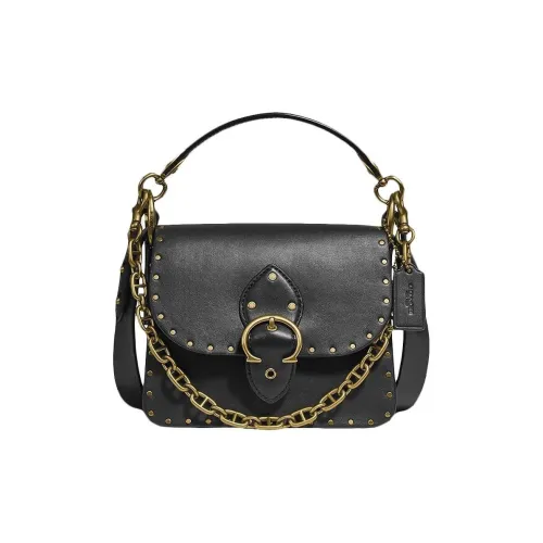 COACH Beat Кожа Маленькая Квадратная Сумка Портативная Сумка через плечо Маленькая Женская Черная