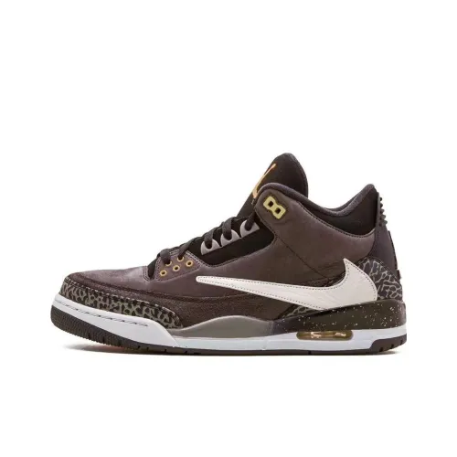 Travis Scott x Jordan Air Jordan 3 Амортизация MID Топ Баскетбольные кроссовки Мужской Коричневый