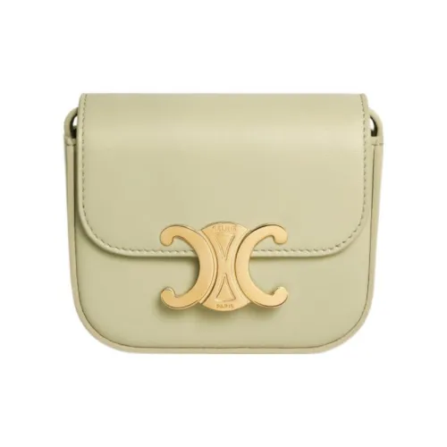 CELINE Triomphe Телячья кожа Сумка через плечо Мини Женская Миндально-зеленый