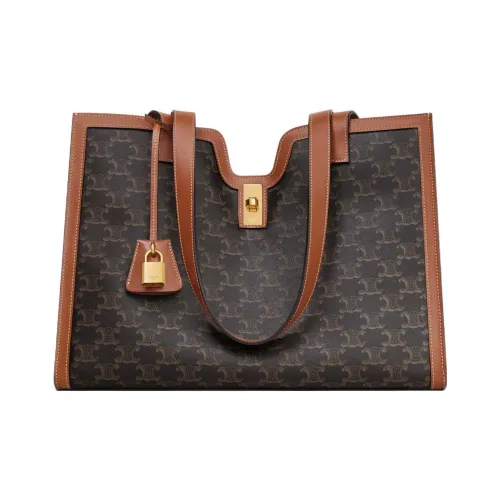 CELINE Cabas Коровья кожа Тоут Сумка Сумка для покупок Сумка на плечо Сумка Женская Рыжевато-коричневый