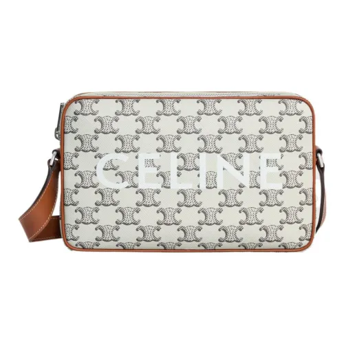 CELINE Triomphe Коровья кожа Курьерская сумка Сумка через плечо Мужская Коричневая и Светлая Умбра