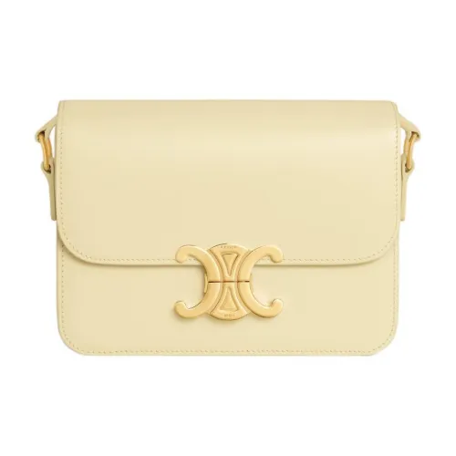 CELINE Teen Triomphe Блестящая сумка на плечо из коровьей кожи стандартная женская солнечно-желтая