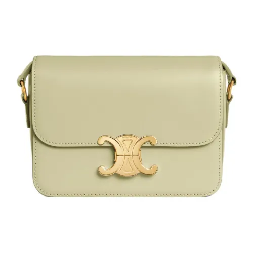CELINE Teen Triomphe Блестящая сумка через плечо из коровьей кожи сумка на плечо женская миндально-зеленая