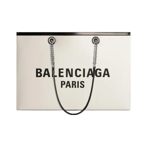 Balenciaga Хлопок Canvas Сумка Tote Сумка Сумка для покупок Сумка Большая Женская Светлый Бежевый