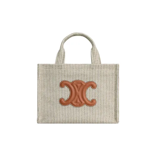 CELINE Cabas Ткань Тоут Сумка Сумка для покупок Маленькая Сумка Женская Бежевая
