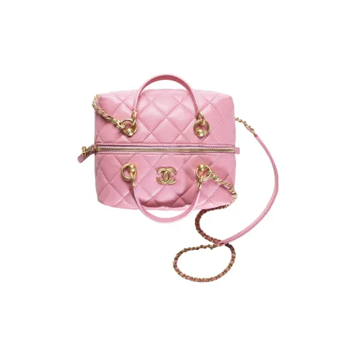 CHANEL Телячья кожа Маленькая квадратная коробка ручная сумка через плечо женская розовая