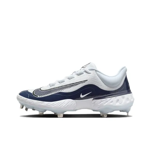 Nike Alpha Huarache 4 Elite Низкий Ускоренно-износостойкий Противоскользящий Низкий Топ Бейсбольные кроссовки Мужской Темно-синий Белый