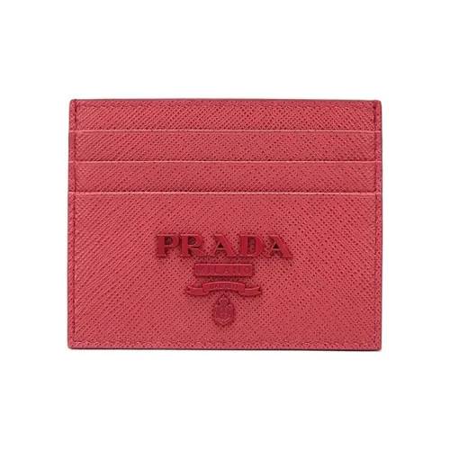 PRADA Saffiano Коровья кожа Держатель для карт Держатель для карт Женский Розовый Красный