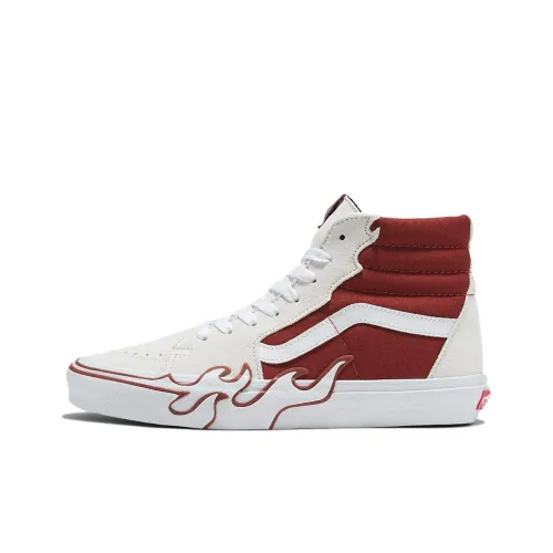 VANS SK8 Пламя Высокие Кроссовки для скейтбординга Унисекс Белый Красный