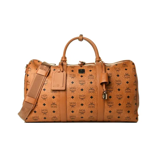 MCM Traveler Visetos Покрытие Холст Кожа Вставка Комбинированная Путешественная Сумка Сумка через плечо Сумка Обычная