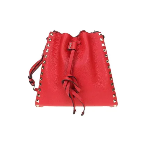 Valentino Телячья кожа Ведрообразная сумка Портативная сумка через плечо Женская Красная