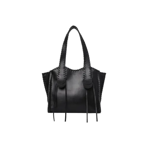 Chloe Mony Bright Calfskin Bag Medium Women's Black