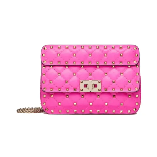Valentino ROCKSTUD SPIKE Napa Овечья кожа Сумка через плечо Маленькая Женская Розово-красная