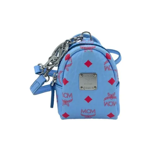 MCM Visetos Кожа Одно плечо Через плечо Монета Кошелек Мини Женский Синий