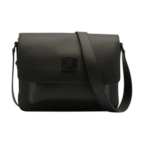 MCM Klassik Visetos Тисненая кожа Сумка через плечо Маленькая Мужская Черная