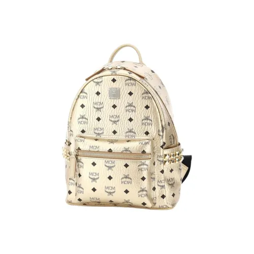 MCM Stark Visetos Покрытый холст с искусственной кожей рюкзак женский золотой
