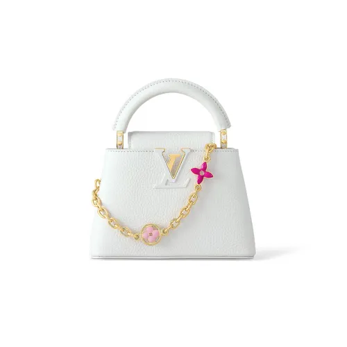 LOUIS VUITTON Capucines Taurillon Кожа Kapusin Через плечо Тоут Сумка Over Одно плечо Мини Women's White