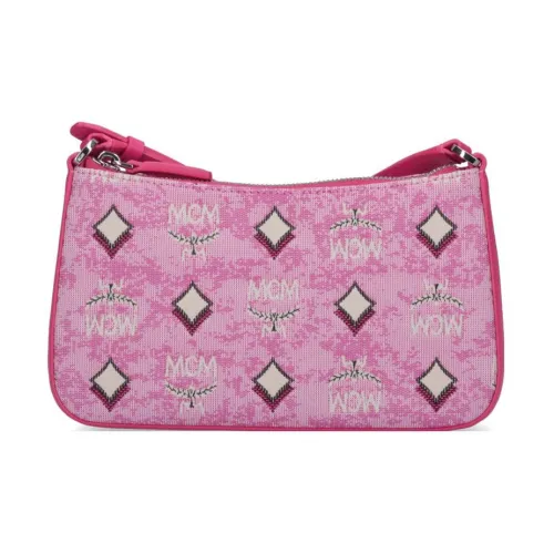 MCM Aren Ткань с кожаными вставками Сумка через плечо Сумка на плечо Маленькая Женская Розовая