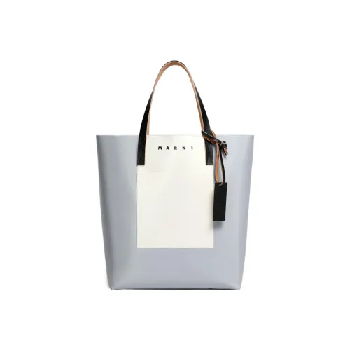 MARNI Tribeca Кожа Тоут Сумка Сумка для покупок Сумка Мужская Серебристая Белая