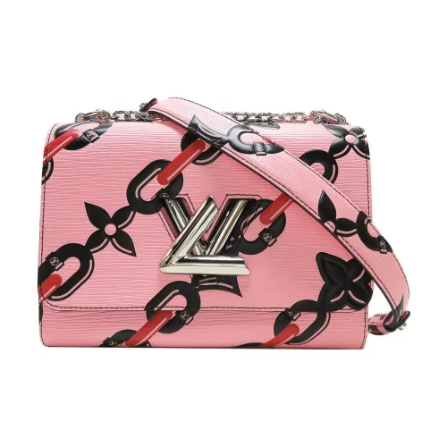 LOUIS VUITTON Twist кожа EPI через плечо сумка среднего размера женская розовая черная