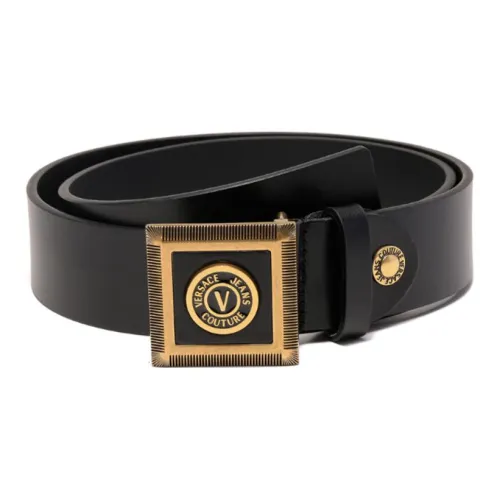 VERSACE JEANS COUTURE Ремни с застежкой и эмблемой мужские ширина 3,8 см черный золото коровья кожа