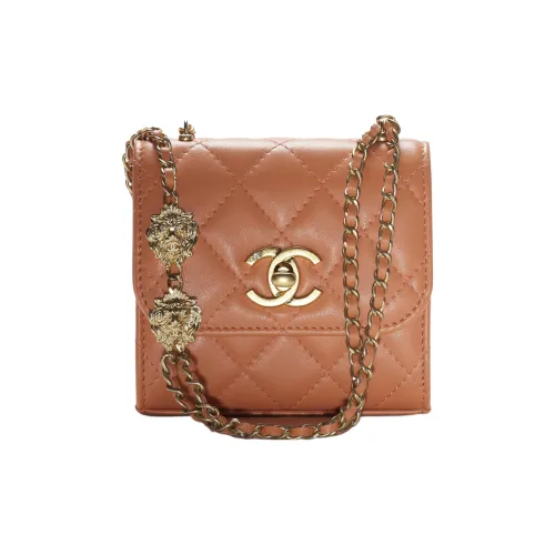 CHANEL Sheepskin Маленькая Квадратная Сумка Сумка через плечо Сумка на плечо Женская Оранжевая