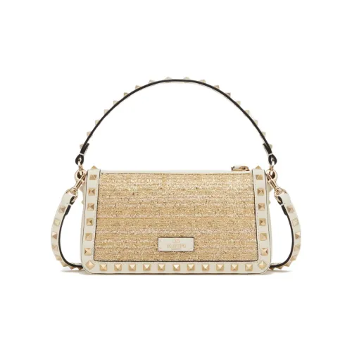 Valentino Rockstud Рафия Сумка Сумка через плечо Маленькая Женская Белая Естественная
