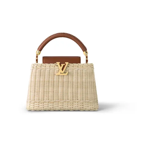 LOUIS VUITTON Capucines Кожаная отделка Плетеная сумка Kapusin Одно плечо Крестовая основа Тоут Маленькая Женская