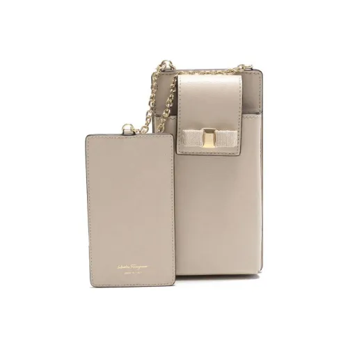 Ferragamo Vara Чехол для телефона из коровьей кожи Сумка на плечо Женская Молочно-чайного цвета