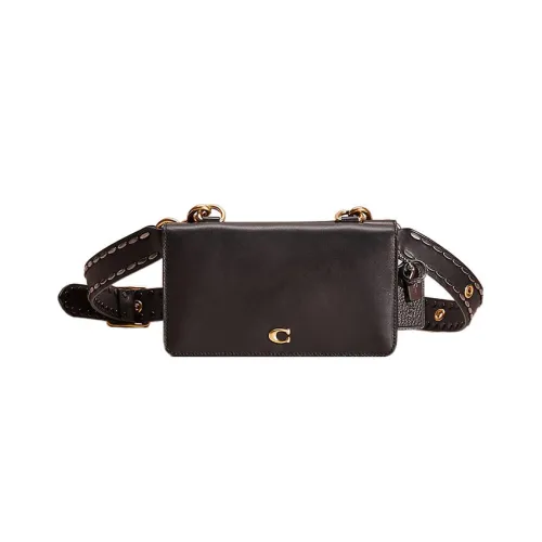 COACH Телячья кожа Кошелек для монет Сумка через плечо Маленькая Женская Черная