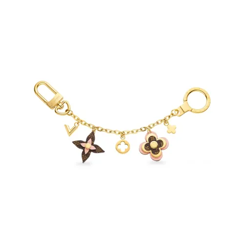 LOUIS VUITTON Покрытие Холст Кожаная Вставка Брелок Сумка Аксессуар Унисекс Золото Розовый Коричневый