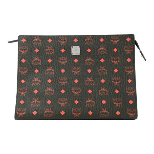 MCM Visetos Покрытый холст Клатч Средний Унисекс Оливково-зеленый