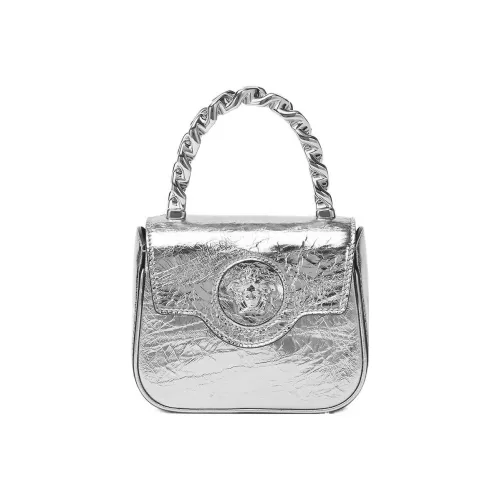 VERSACE La Medusa Кракелюр Овечья шкура Сумка через плечо Сумка Мини Женская Серый