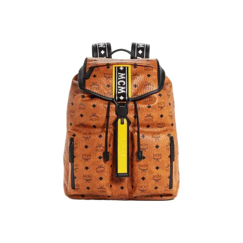 MCM Leather Backpack Small Women's Cognac Brown