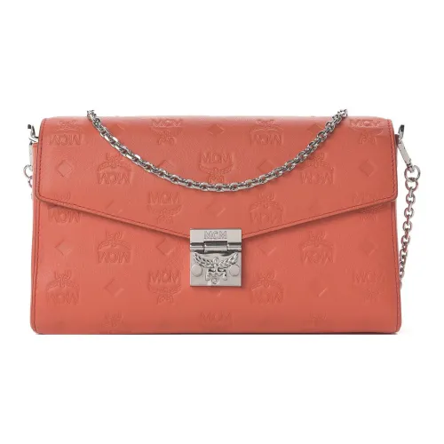 MCM Millie Visetos Кожа Портативный Сумка через плечо Сумка на плечо Женская Персиково-розовая