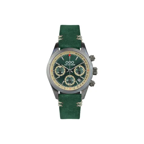 OUT OF ORDER Наручные часы Кварцевый механизм Металлический ремешок Зеленый циферблат Унисекс 23.VE.VE