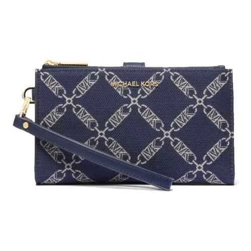 MICHAEL KORS Jet Set Ткань Клатч Кошелек Средний Женский Морской Синий