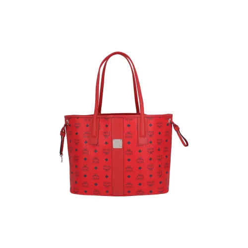 MCM Liz Visetos Кожа Комбинированная Сумка Тоут Сумка Сумка для покупок Сумка Сумка через плечо Средняя Женская Красная