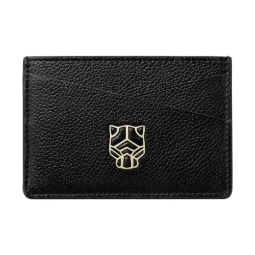 Cartier Кожаные Аксессуары Panthère De Cartier, Футляр Для Кредитных Карт Телячья Кожа Черного Цвета, Позолоченная Отделка