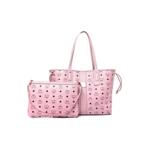 MCM Liz Visetos Холст Тоут Сумка Сумка для покупок Сумка Сумка через плечо Средняя Женская Розовая
