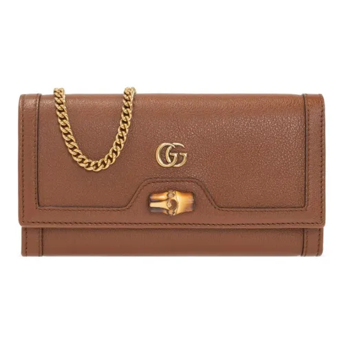 GUCCI Diana Кожа Сумка через плечо Кошелек Обычный Женский Коричневый