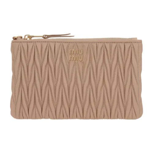 MIU MIU Lambskin Clutch Women's Beige