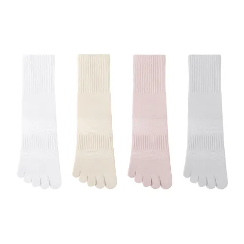 B&C.Room Комбо 6 Белый+Светлый хаки+Серебристо-серый+Светло-розовый Женские носки MID до икры