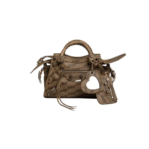 Balenciaga Neo Cagole Ткань Сумка через плечо Сумка Экстра Маленькая Женская Коричневая Черная