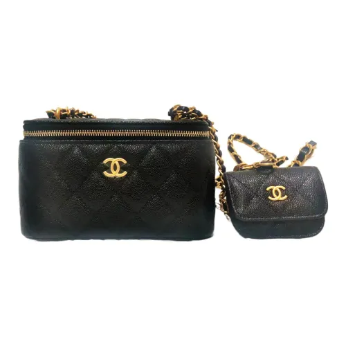 CHANEL Сумка из икорной коровьей кожи длинная сумка-коробка сумка через плечо черная женская