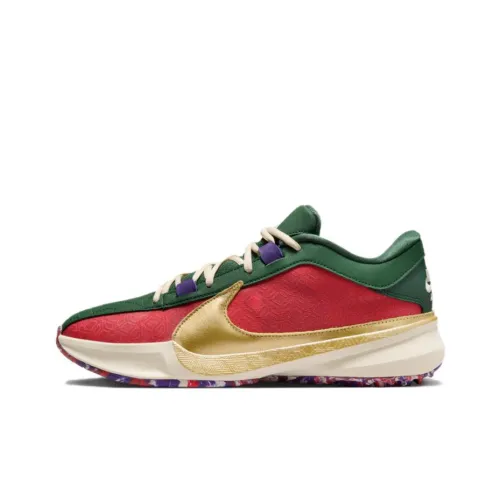 Nike Freak 5 Low Топ Баскетбольные кроссовки Унисекс Красный зеленый