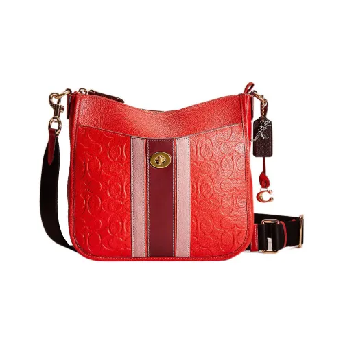 COACH Chaise Кожа Курьерская сумка Сумка через плечо Женская Красная