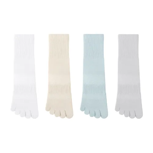 B&C.Room Комбинация 7 Белый+Светлый хаки+Бледно-синий+Серебристо-серый Женские MID Носки до икры