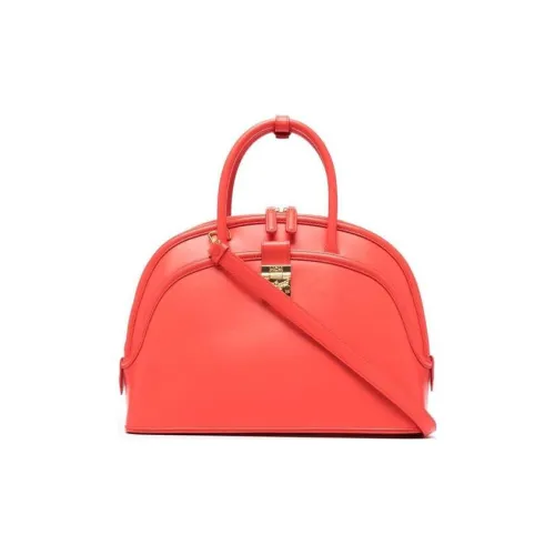 MCM Smooth Leather Dome Bag Shoulder Bag Crossbody Bag Large Women's Red