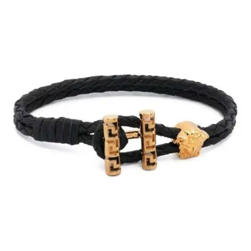 VERSACE Браслеты из телячьей кожи, черные, мужские